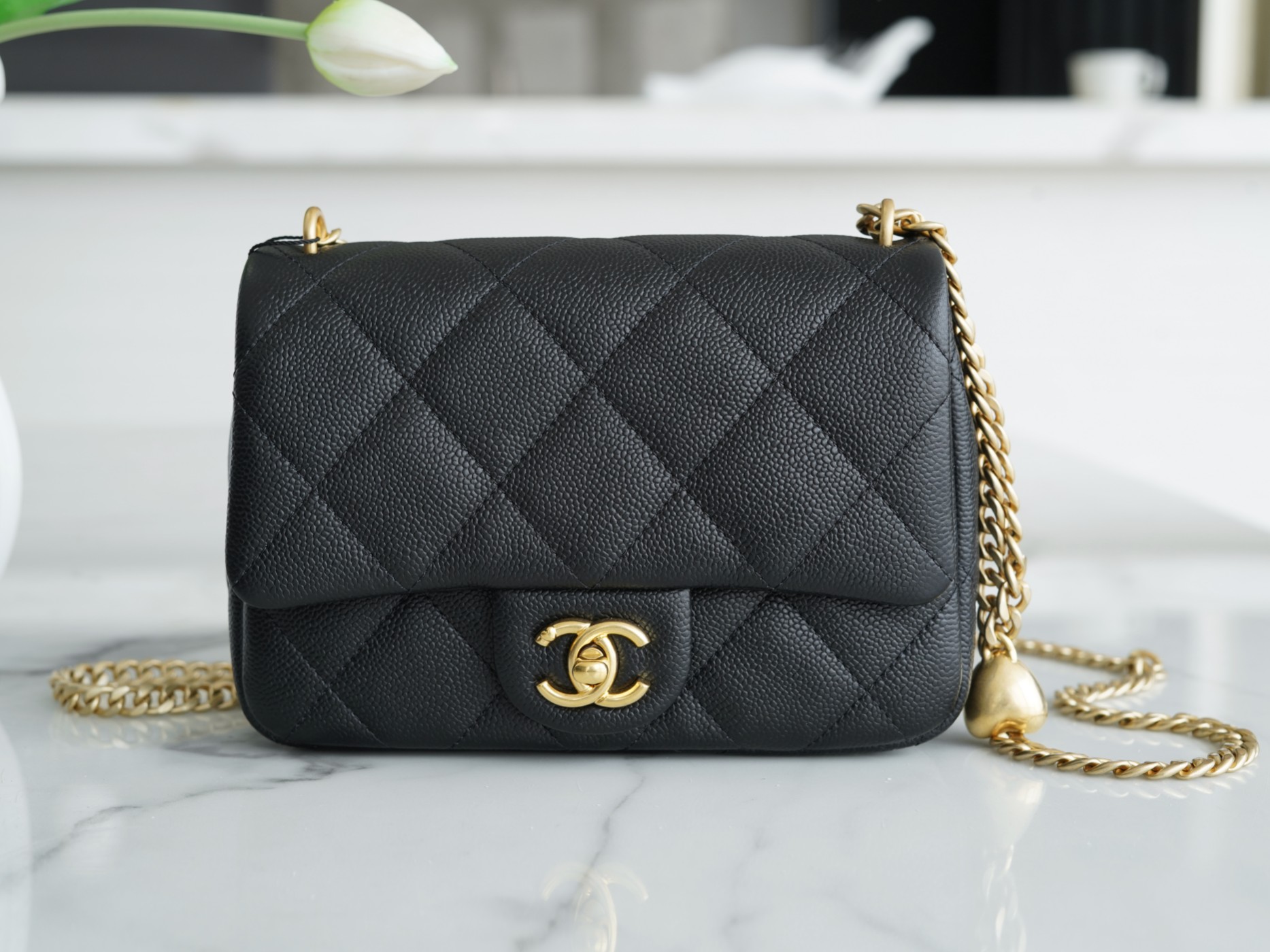 CHANEL 23P Spring/Summer New Love Heart Adjustable Mini Bag Black  