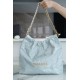 CHANEL 23C 22 Bag Medium Mist Blue Leather  