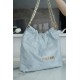 CHANEL 23C 22 Bag Medium Mist Blue Leather  