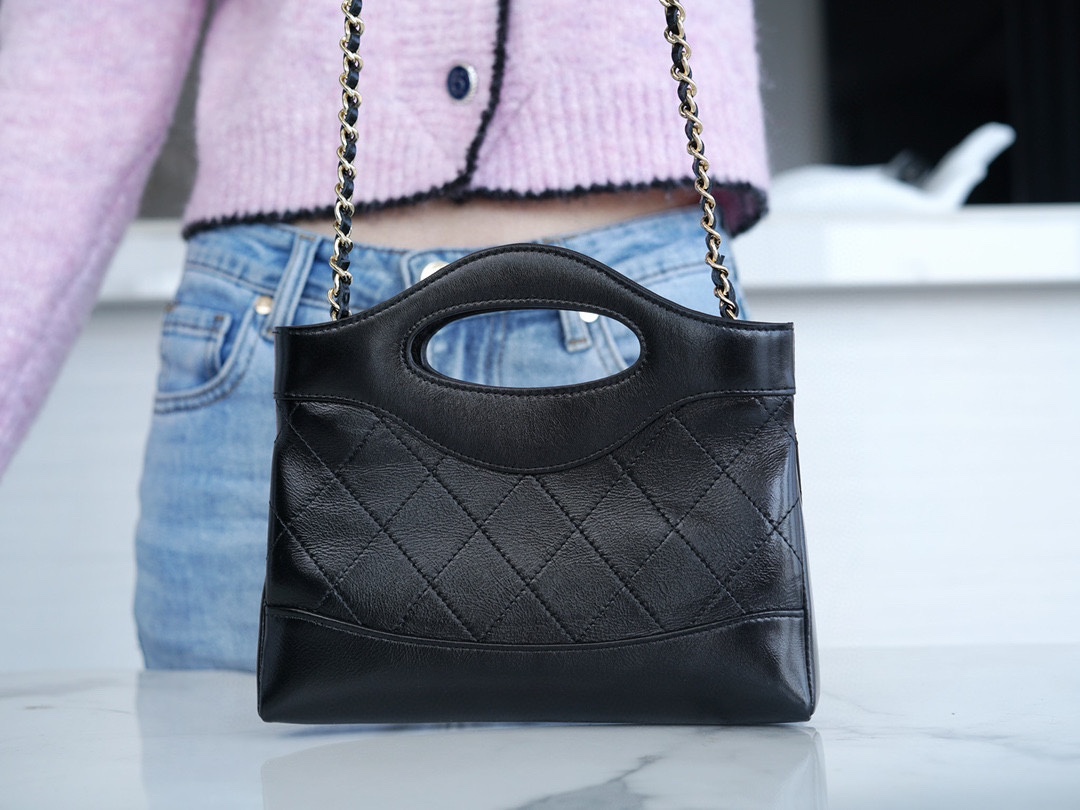 Chanel 24C Horizontal 31 Bag Mini Black Waxed Calfskin  