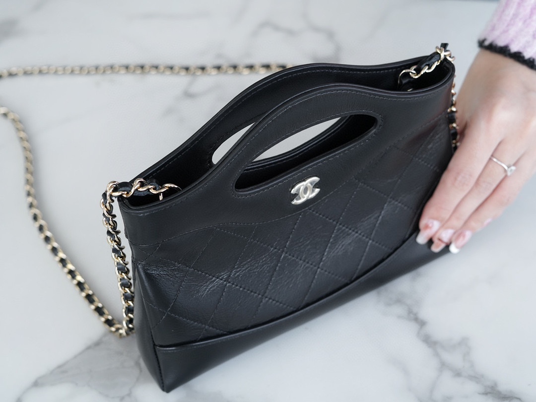 Chanel 24C Horizontal 31 Bag Mini Black Waxed Calfskin  