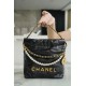 Chanel 23S 22 Mini Pearl Chain Bag Black Wrinkled Calfskin  