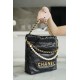 Chanel 23S 22 Mini Pearl Chain Bag Black Wrinkled Calfskin  