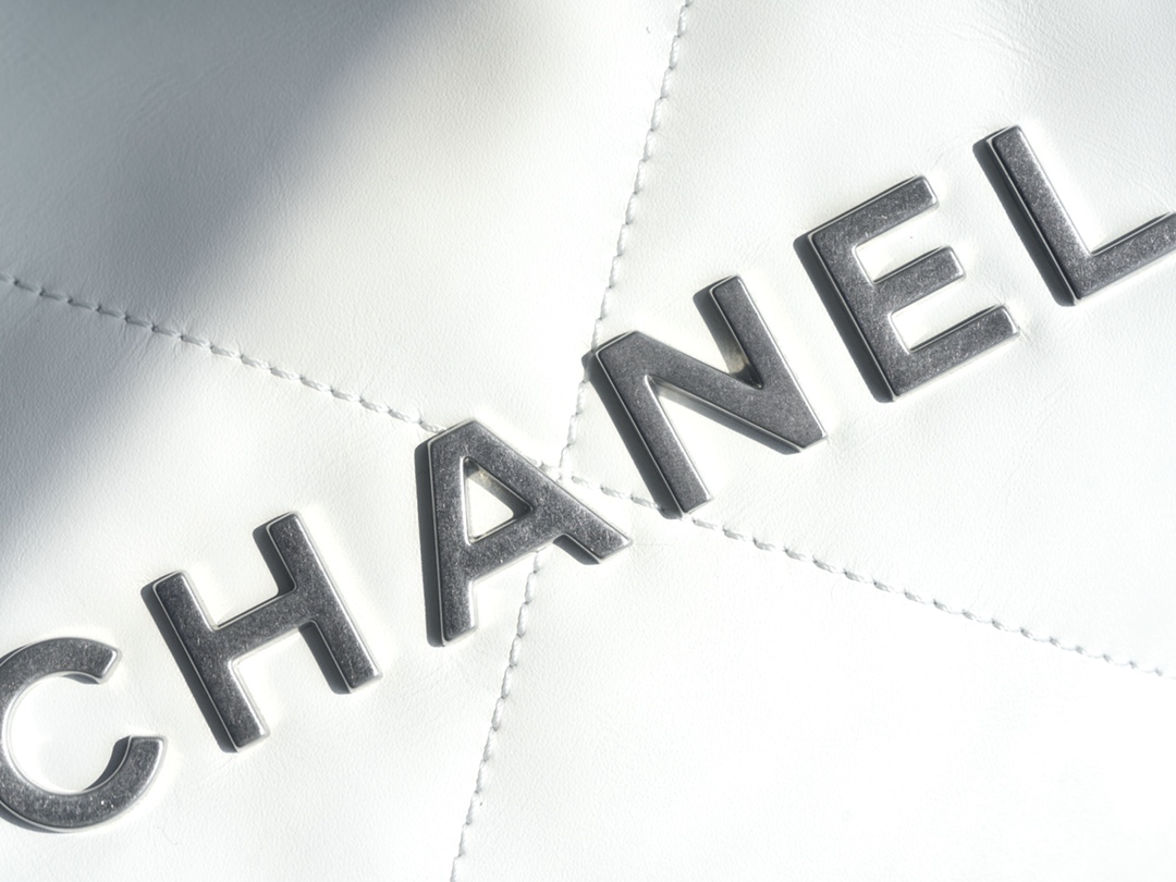 CHANEL 24C Horizontal 22 Bag White with Silver Hardware  