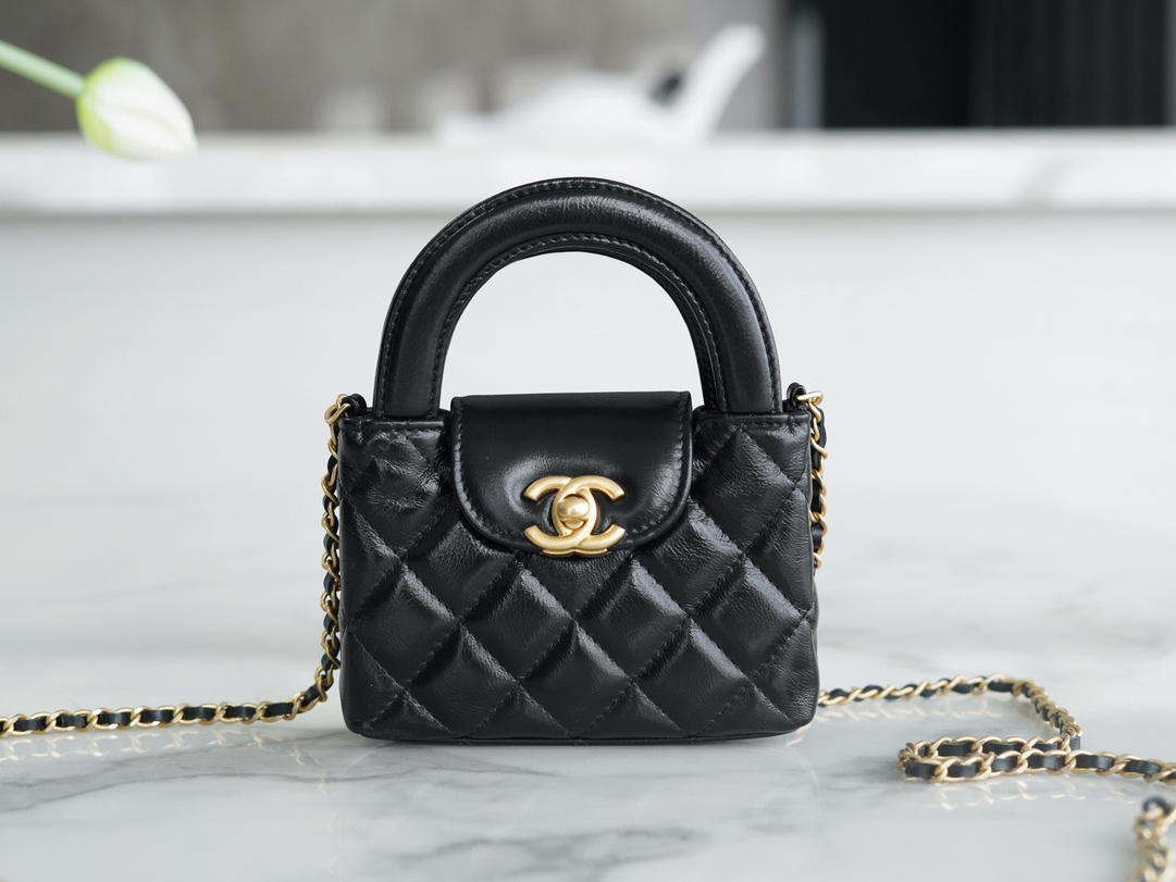 CHANEL 23K Kelly Handle Bag Black Small  