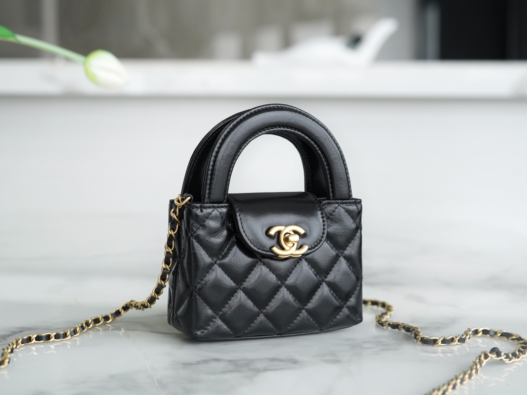 CHANEL 23K Kelly Handle Bag Black Small  