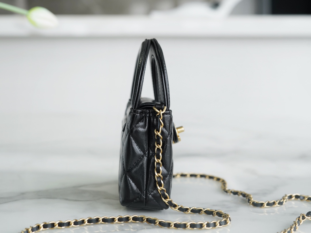 CHANEL 23K Kelly Handle Bag Black Small  