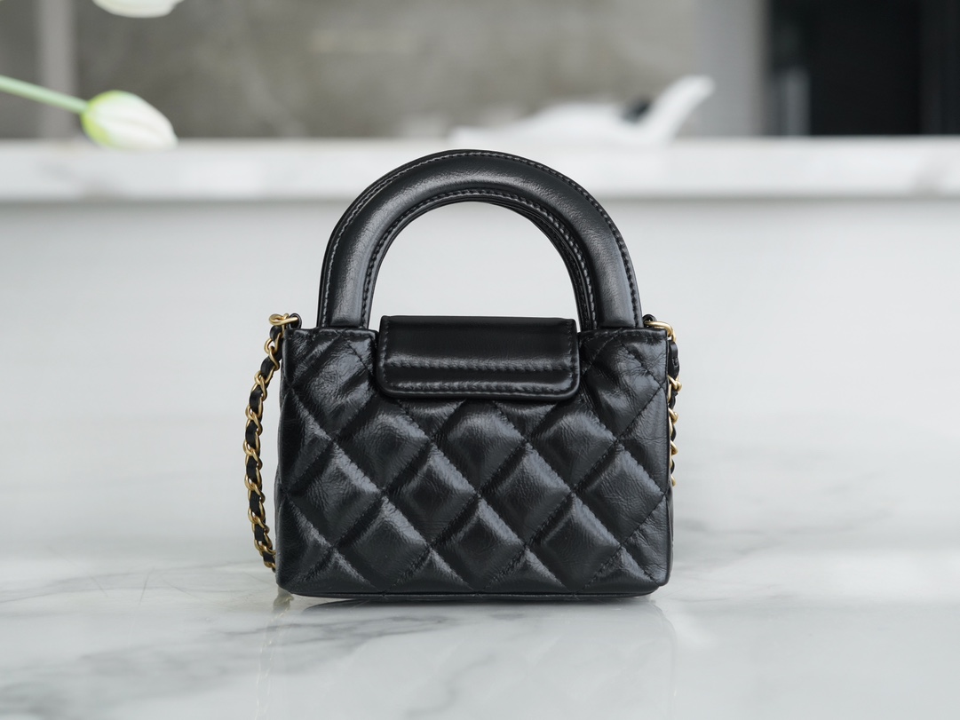 CHANEL 23K Kelly Handle Bag Black Small  