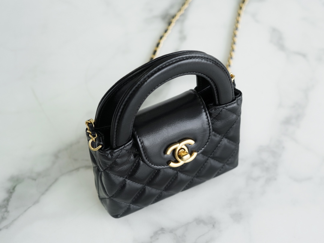 CHANEL 23K Kelly Handle Bag Black Small  