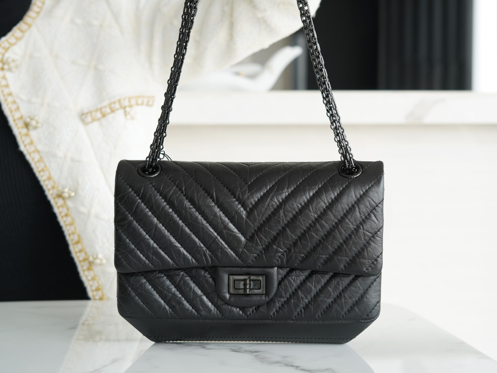 Chanel Small Black V Gun Calfskin  