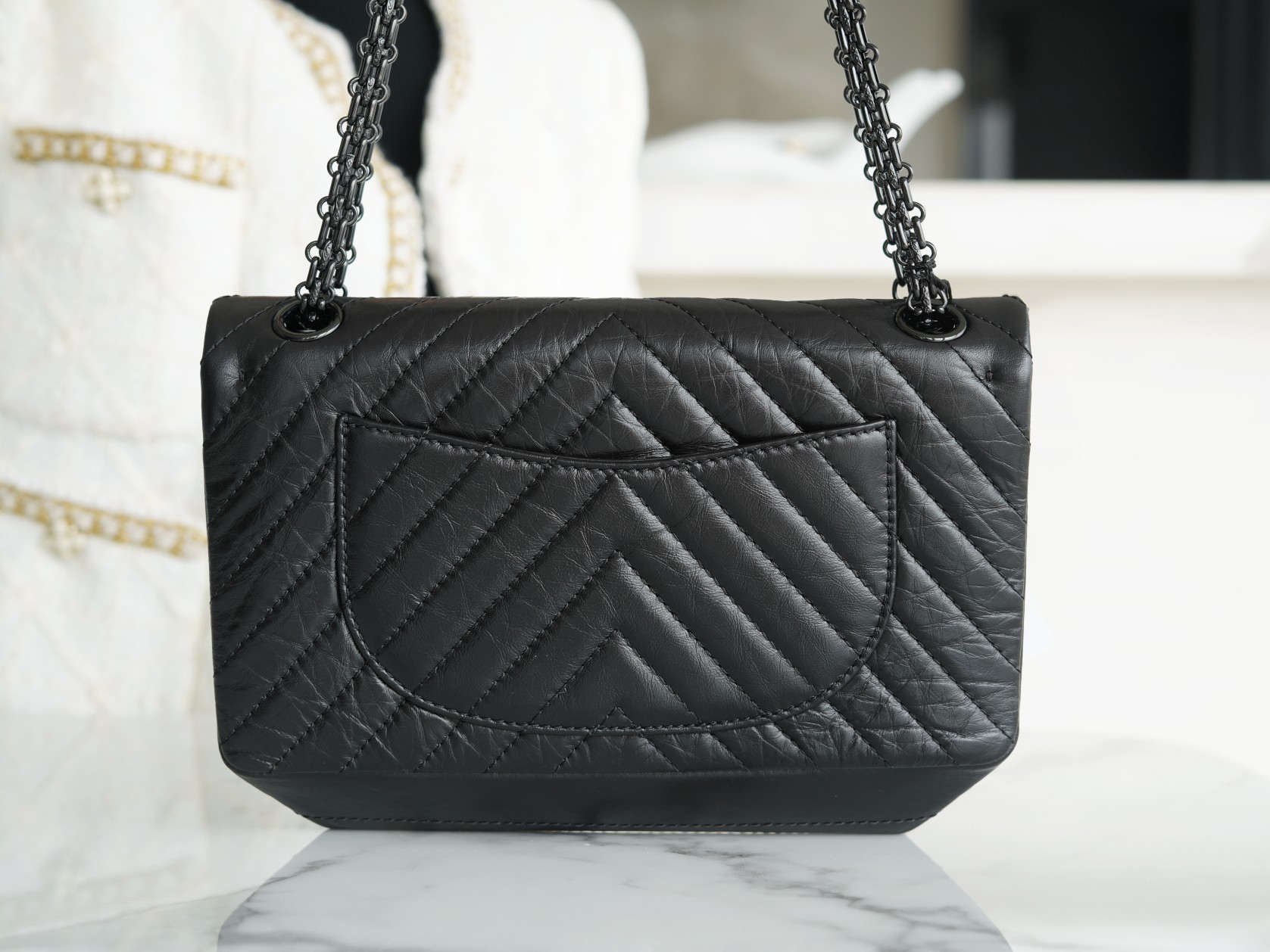 Chanel Small Black V Gun Calfskin  