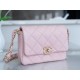 CHANEL 23K Autumn/Winter 19 Wide Strap Flap Bag Pink Wrinkled Calfskin  