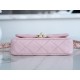 CHANEL 23K Autumn/Winter 19 Wide Strap Flap Bag Pink Wrinkled Calfskin  