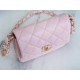 CHANEL 23K Autumn/Winter 19 Wide Strap Flap Bag Pink Wrinkled Calfskin  