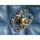 CHANEL 23K Autumn/Winter 19 Wide Strap Flap Bag Mist Blue Black & Gold Wrinkled Calfskin  