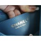 CHANEL 23K Autumn/Winter 19 Wide Strap Flap Bag Mist Blue Black & Gold Wrinkled Calfskin  