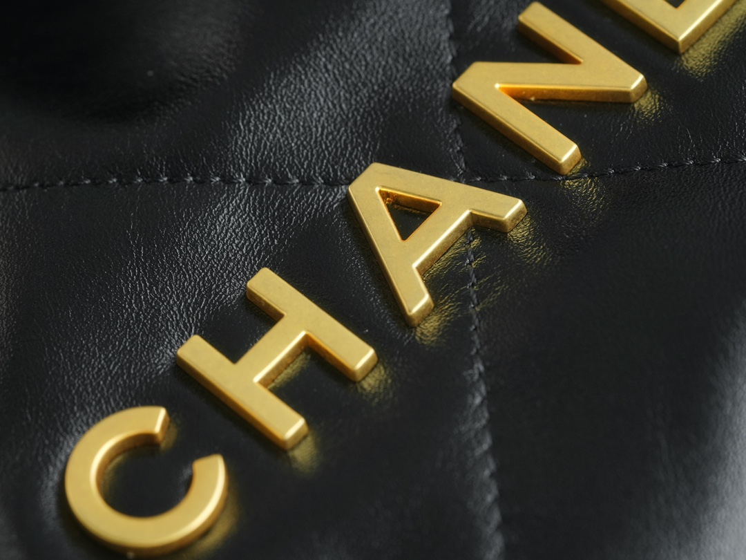 CHANEL 24C Horizontal 22 Bag Black with Gold Hardware  