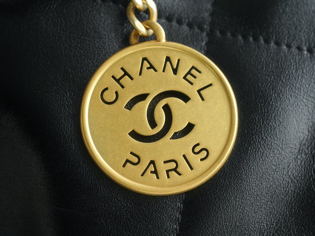 CHANEL 24C Horizontal 22 Bag Black with Gold Hardware  