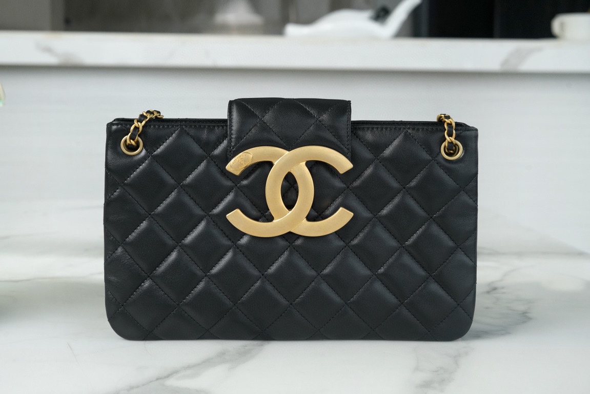 CHANEL 24C Vintage Large Logo Shoulder Bag  