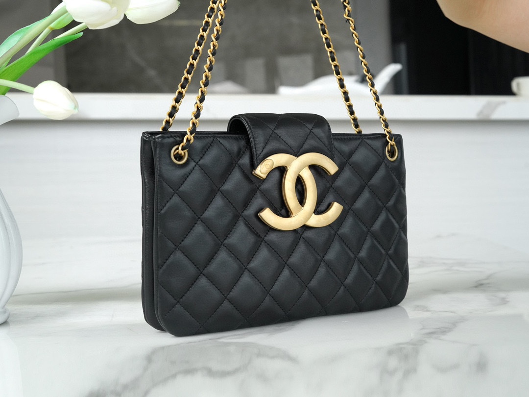 CHANEL 24C Vintage Large Logo Shoulder Bag  