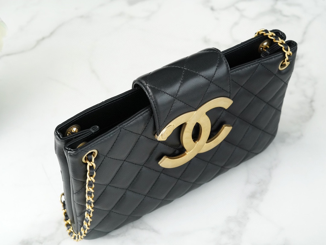 CHANEL 24C Vintage Large Logo Shoulder Bag  