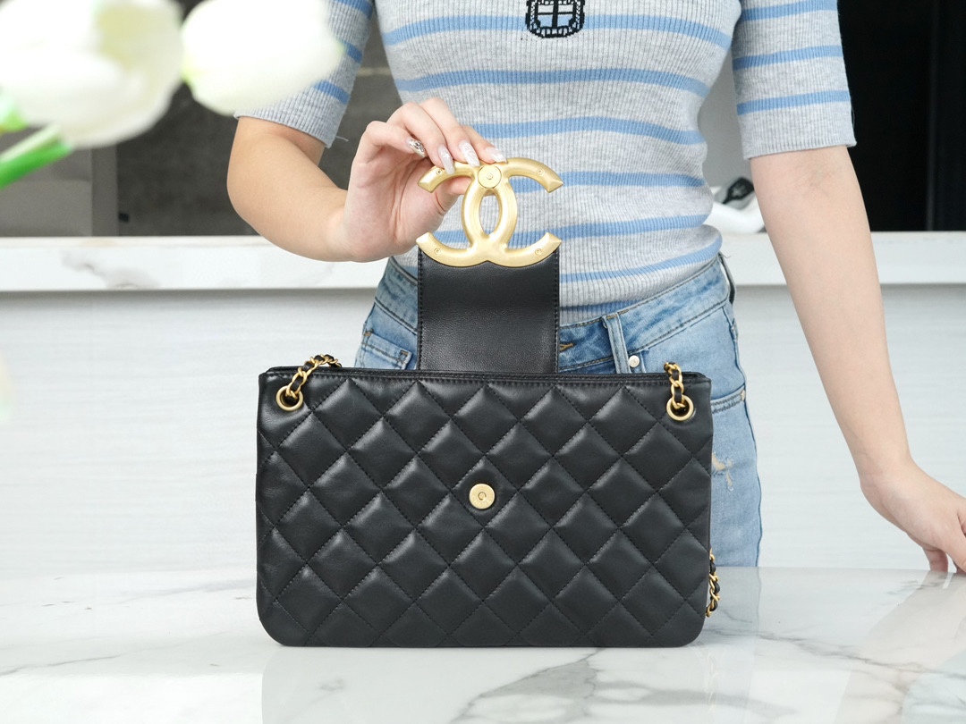 CHANEL 24C Vintage Large Logo Shoulder Bag  