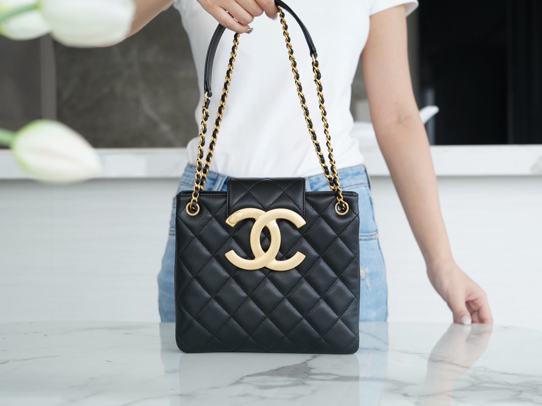 CHANEL 24C Vintage Large Logo Shoulder Bag  