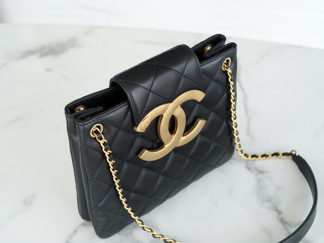 CHANEL 24C Vintage Large Logo Shoulder Bag  