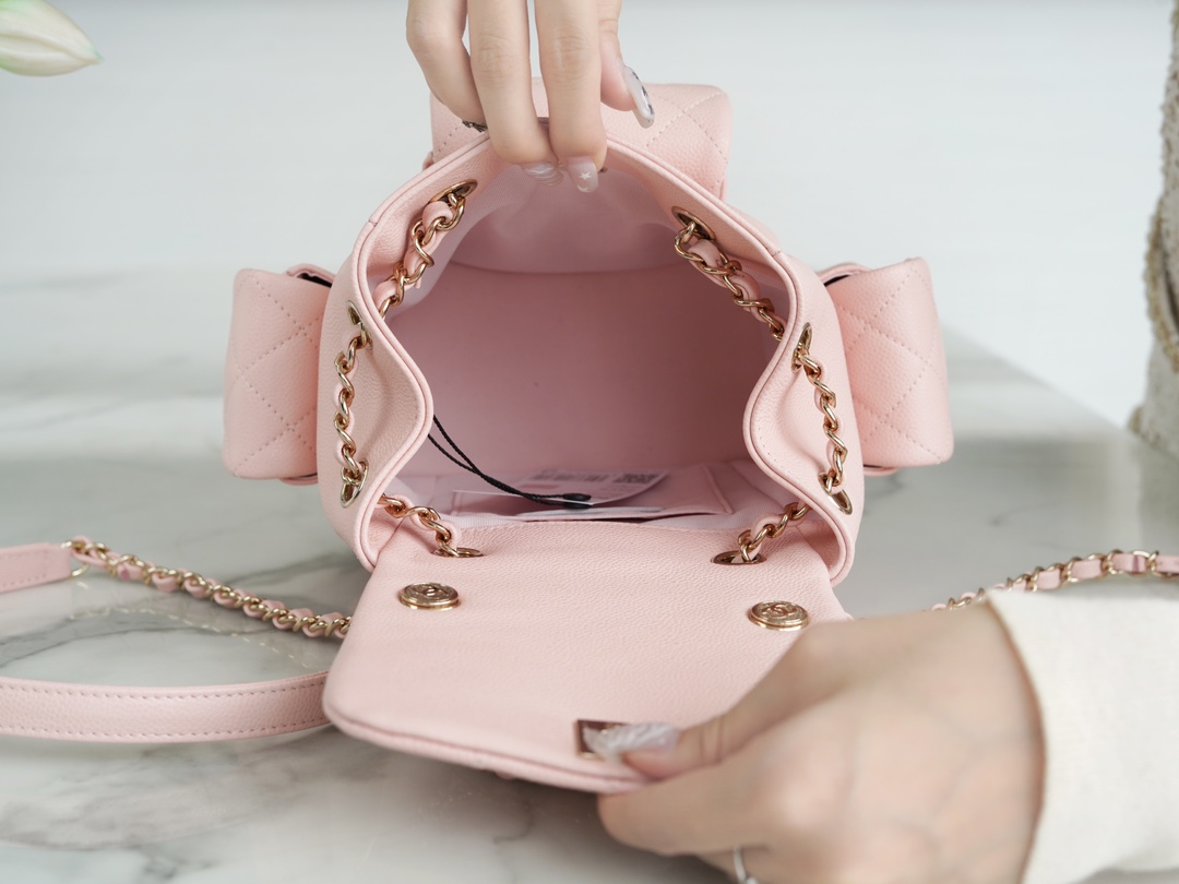 CHANEL 23K Duma Backpack Small Light Pink Caviar Calfskin  