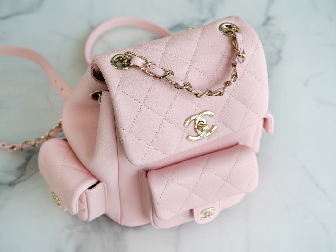 CHANEL 23K New Tank Duma Backpack Large Light Pink Caviar Calfskin  