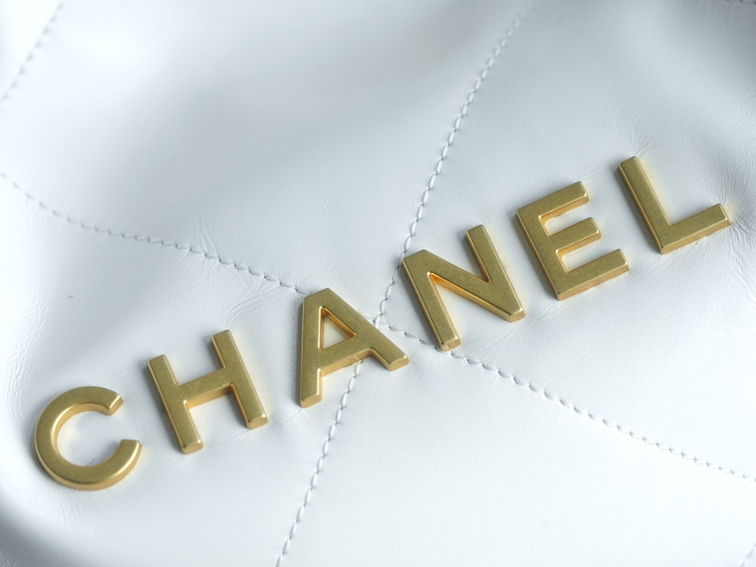 CHANEL 24C Horizontal 22 Bag White with Gold Hardware  