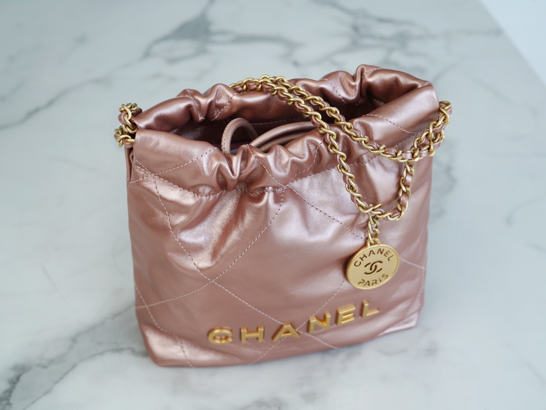 CHANEL 23S Spring/Summer New 22 Mini Bag Rose Gold Calfskin  