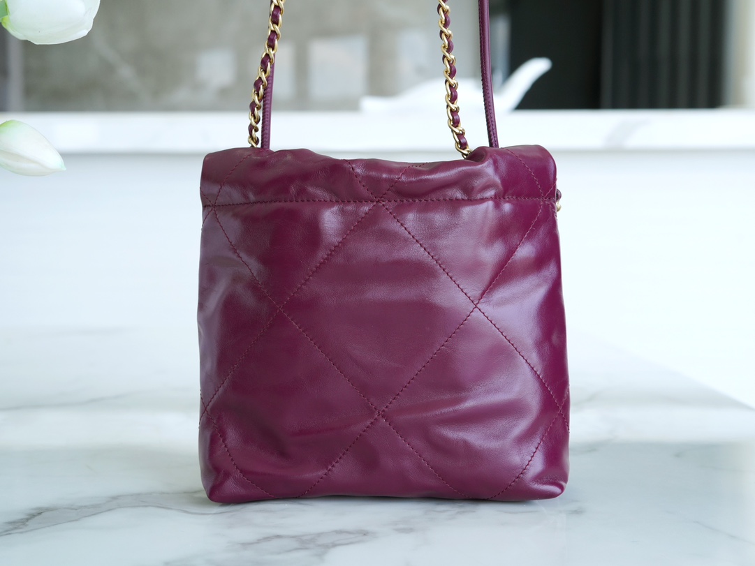 CHANEL 23S Spring/Summer New 22 Mini Bag Burgundy Purple Calfskin  