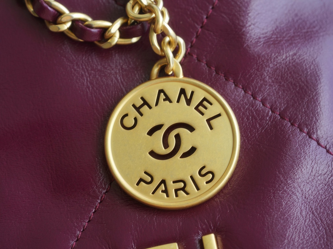 CHANEL 23S Spring/Summer New 22 Mini Bag Burgundy Purple Calfskin  