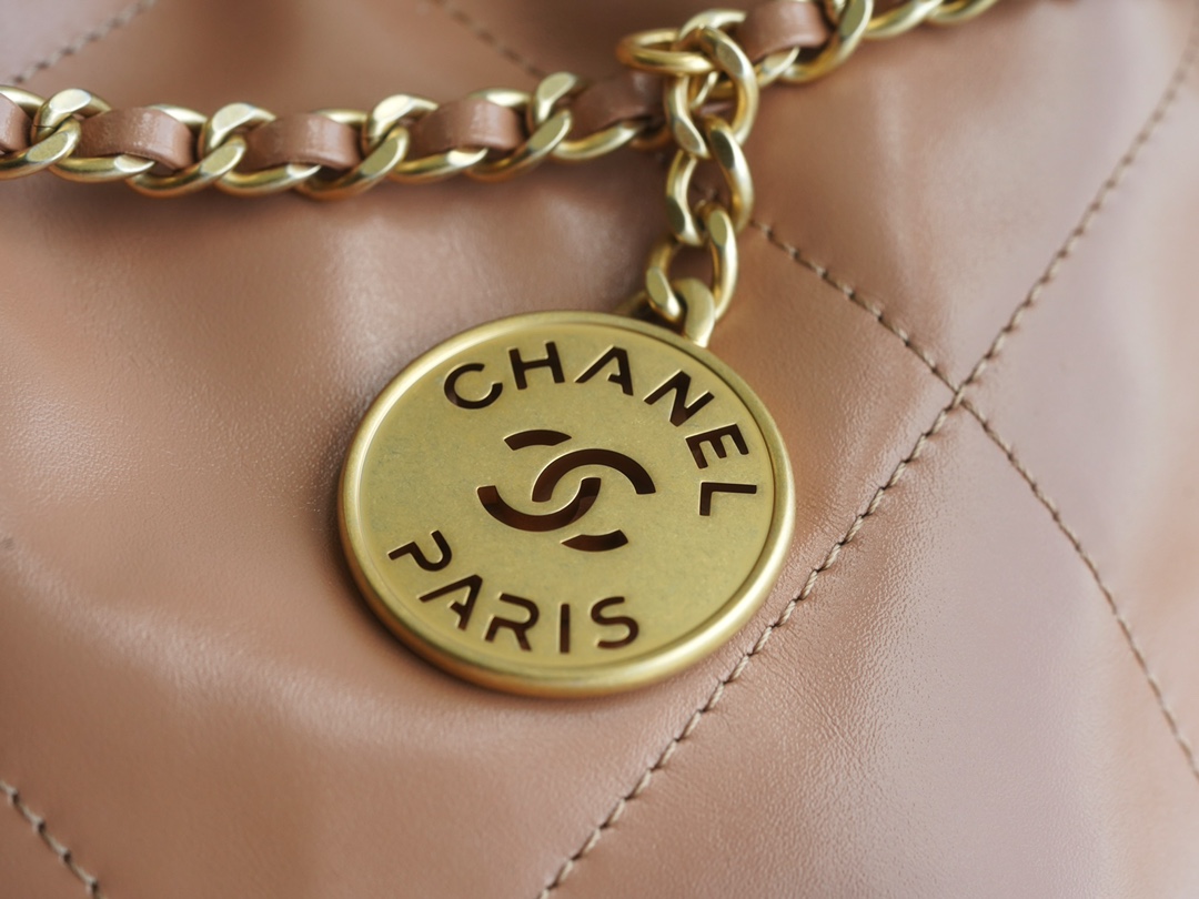 CHANEL 23S Spring/Summer New 22 Mini Bag Caramel Milk Tea Calfskin  