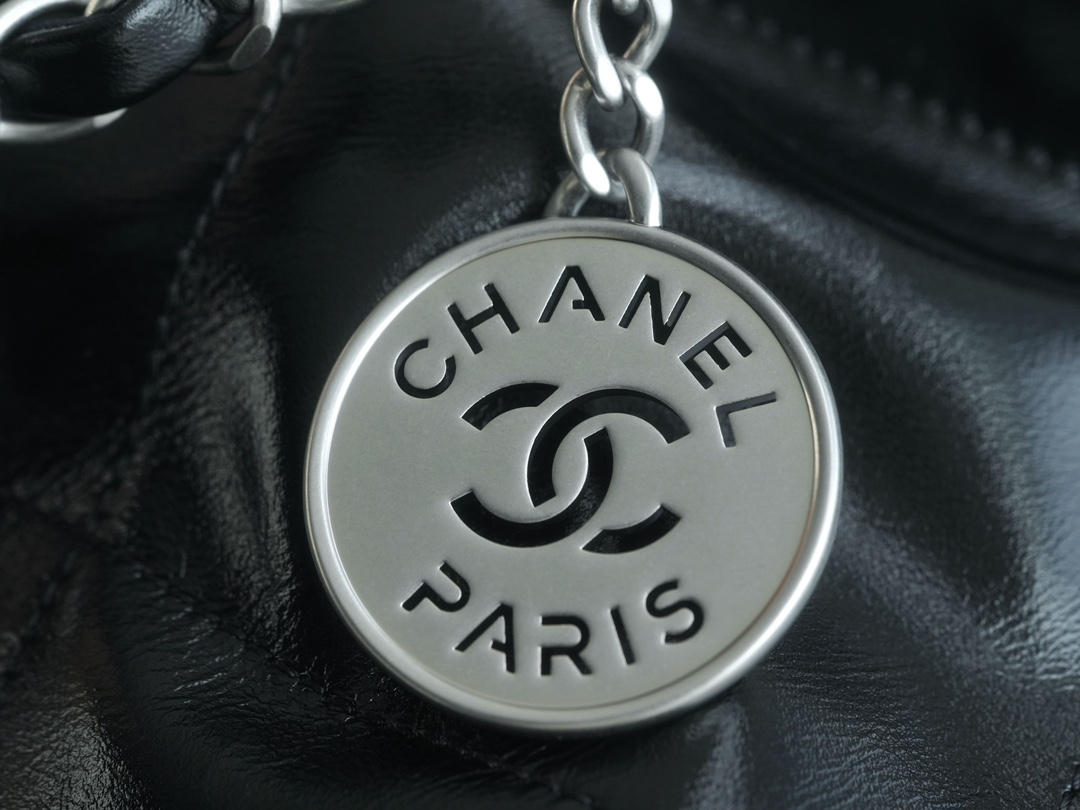 CHANEL 24C Horizontal 22 Bag Black with Silver Hardware  