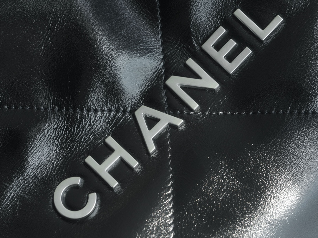 CHANEL 24C Horizontal 22 Bag Black with Silver Hardware  