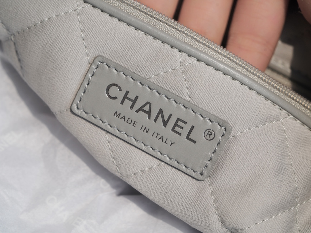 CHANEL 22P Bag Grey with Silver Hardware Medium  