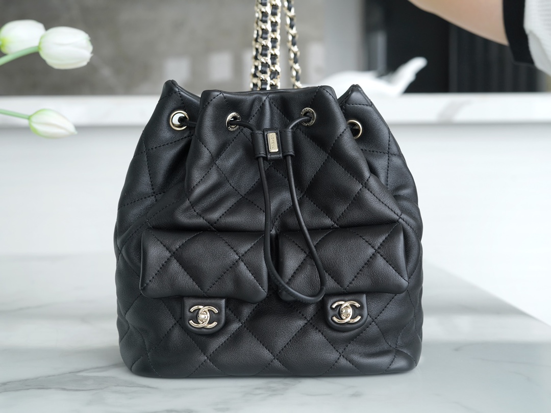 CHANEL 23B Atelier Backpack Black Calfskin