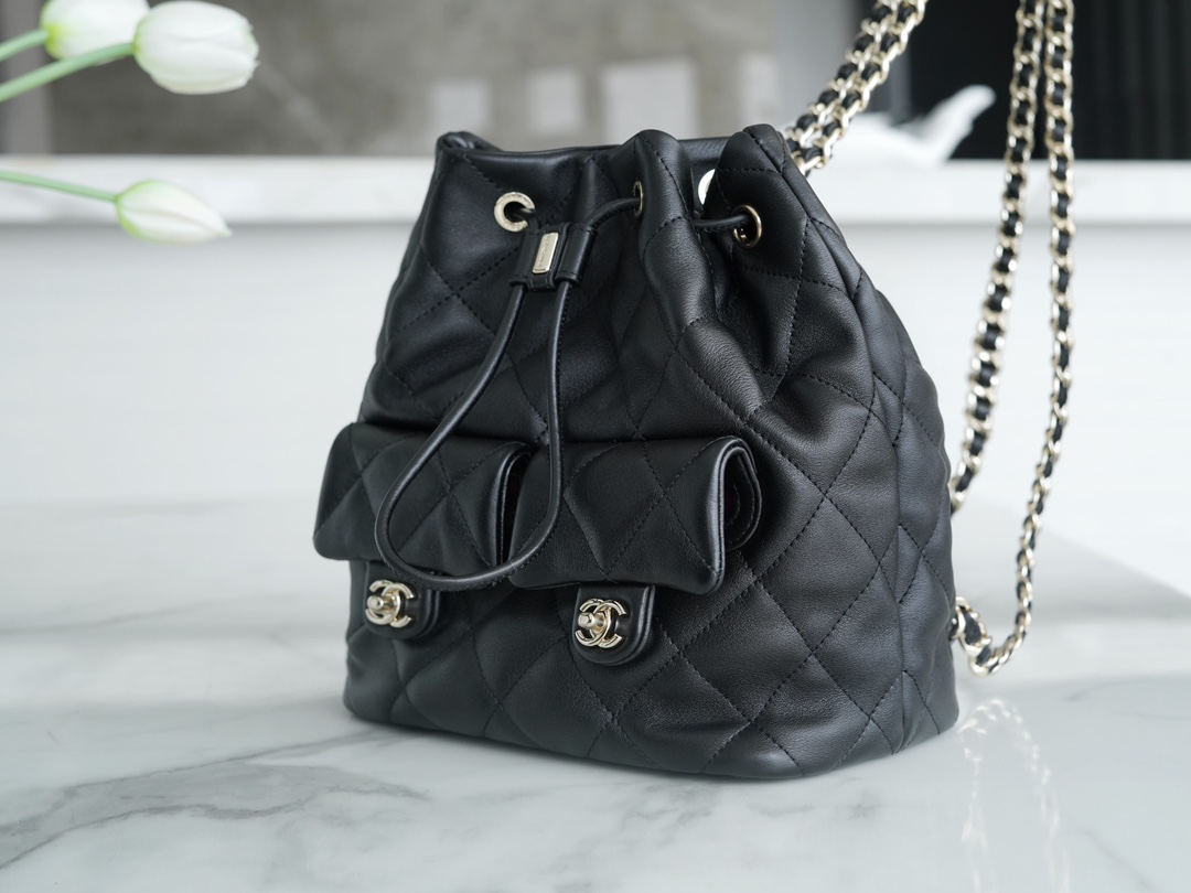 CHANEL 23B Atelier Backpack Black Calfskin