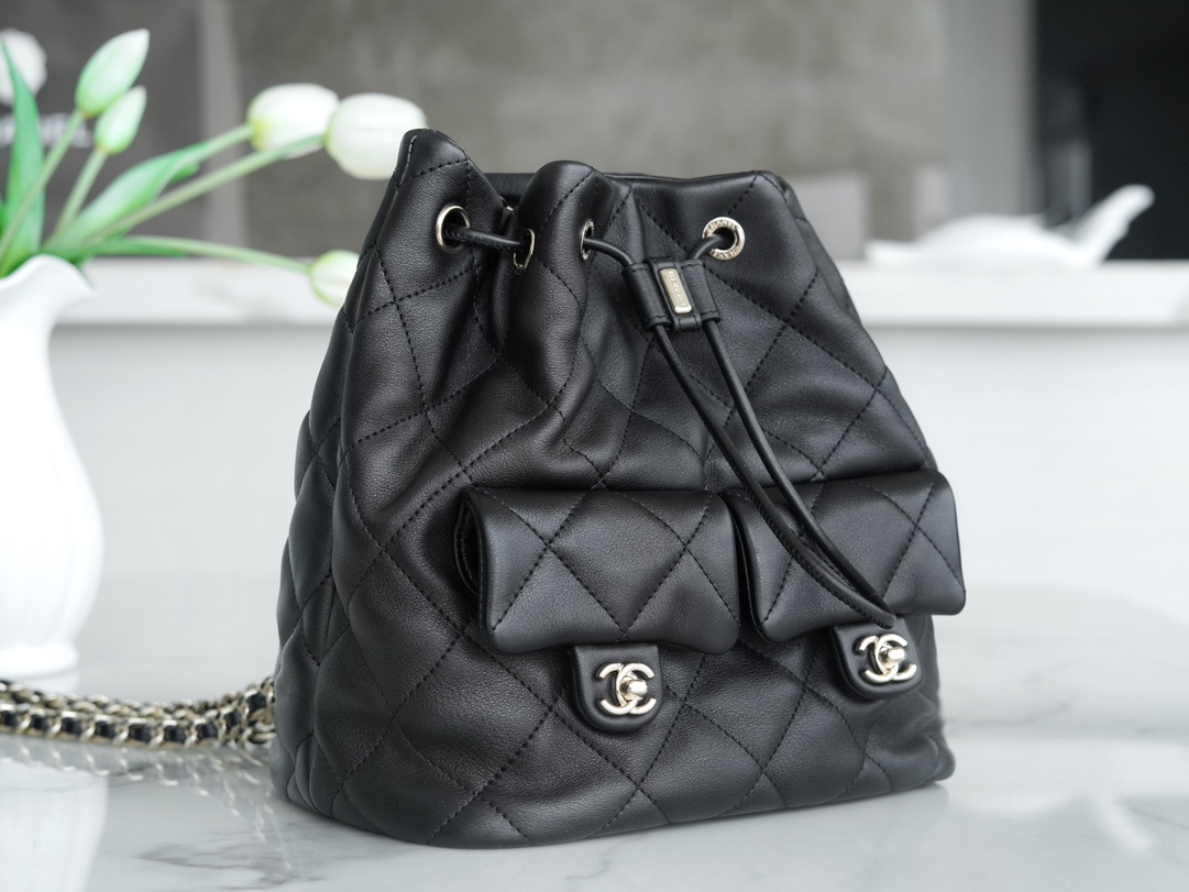 CHANEL 23B Atelier Backpack Black Calfskin