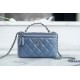 Chanel 23K Rhinestone Handle Long Box Bag, Mist Blue, Calfskin  