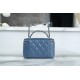 Chanel 23K Rhinestone Handle Long Box Bag, Mist Blue, Calfskin  