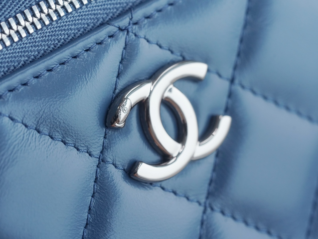 Chanel 23K Rhinestone Handle Long Box Bag, Mist Blue, Calfskin  