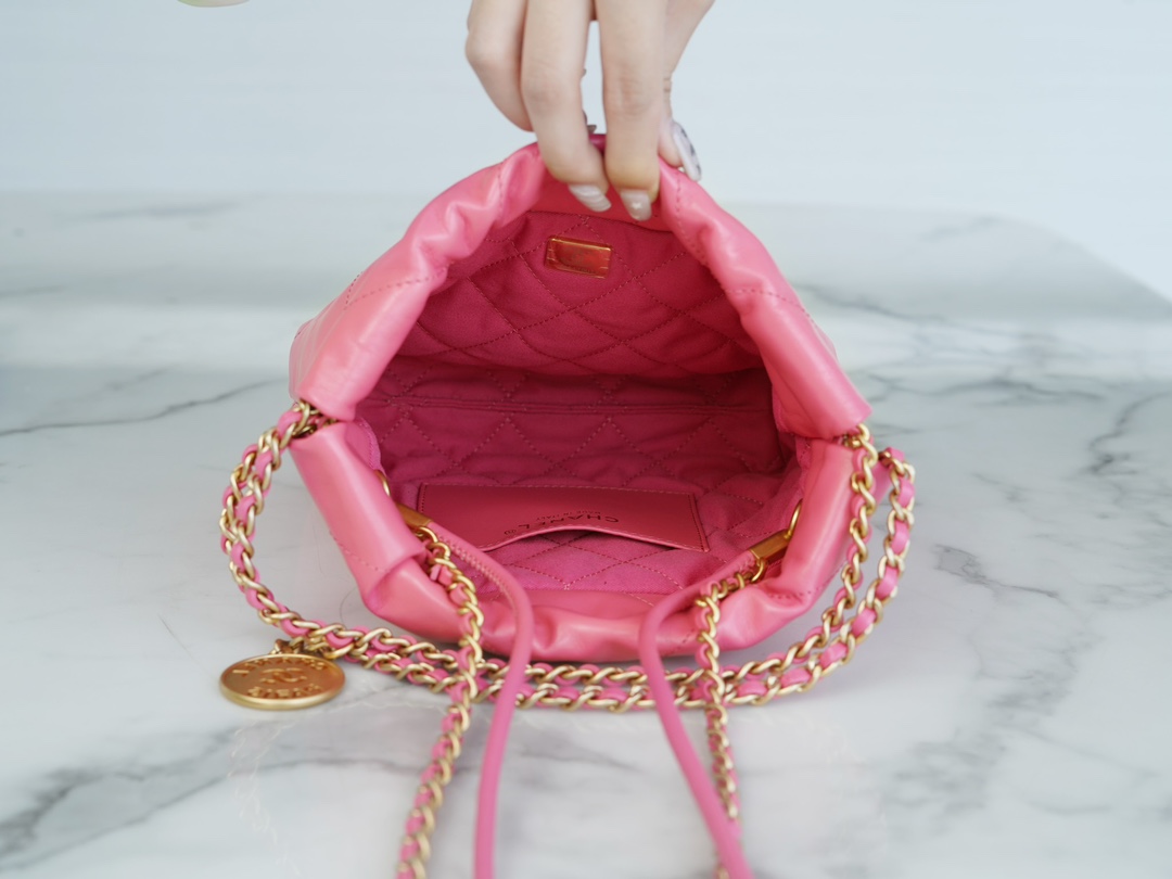 Chanel 23S Spring/Summer New 22 Mini Bag, Coral Pink, Calfskin  