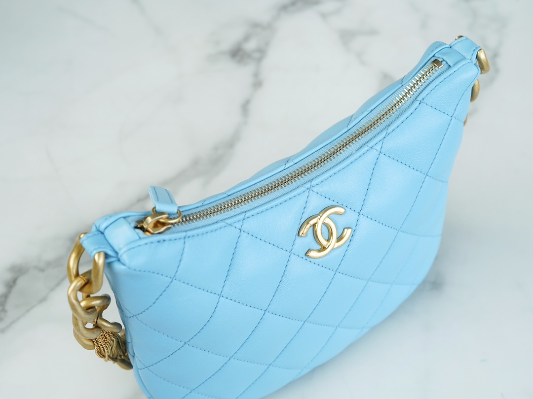 Chanel 23A Hobo Shoulder Bag, Light Blue  