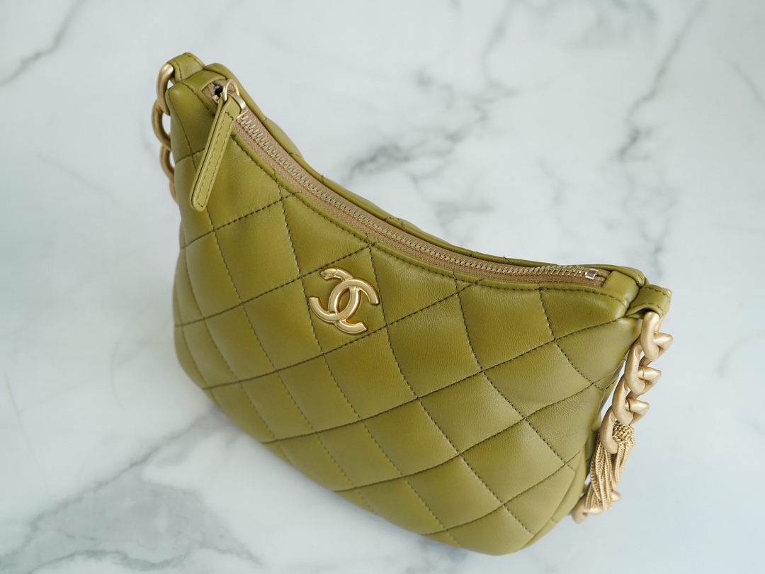 Chanel 23A Hobo Shoulder Bag, Mustard Green  