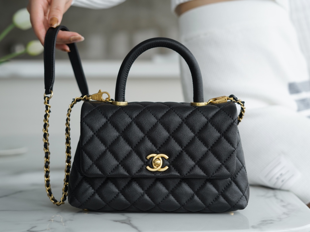 Chanel Coco Handle Small Bag, Black Calfskin  