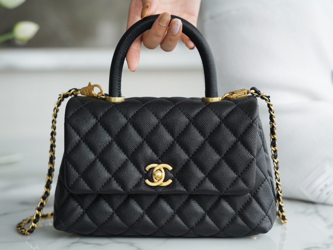 Chanel Coco Handle Small Bag, Black Calfskin  