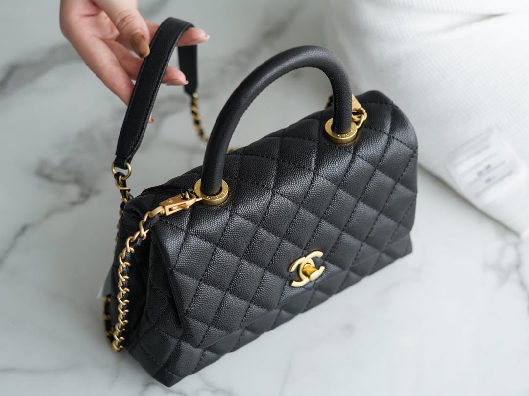 Chanel Coco Handle Small Bag, Black Calfskin  